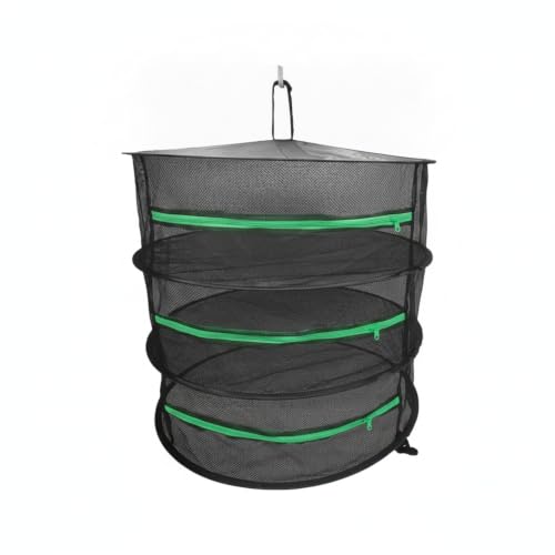 Collapsible Hanging Dryer with Zippered Mesh Layers, Space-Saving Foldable Air Drying Rack for Kitchen, Balcony, and Laundry (Black) - size: 22.83 x 22.83 x 7.09 in