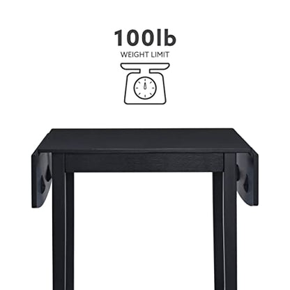 Linon Torino Black Wood 30" Square Drop Leaf Table - 30" X 48" Fully Extended - color: Black