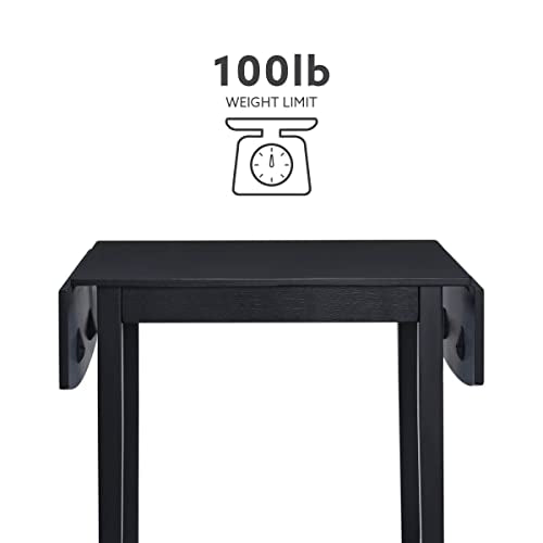 Linon Torino Black Wood 30" Square Drop Leaf Table - 30" X 48" Fully Extended - color: Black