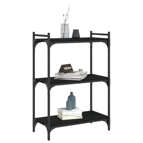 3-Tier Industrial Bookcase, Small Bookshelf with Metal Frame and Adjustable Feet, Stable Storage Organizer for Home Office, Living Room, Bedroom, 23.6 x 11.8 x 33.9 Inches, Black - color: Black 6