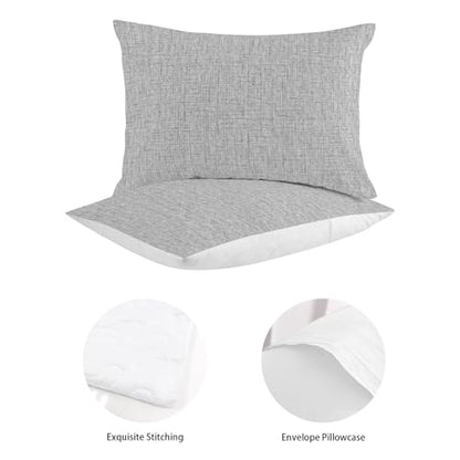Modern Minimalist Gray Queen Quilt Bedding Set,Summer Quilt Lightweight Quilted Coverlet with 2 Pillow Shams, Country Linen Style 3-Piece Bedspread Quilt Set for All Season - size: Queen
