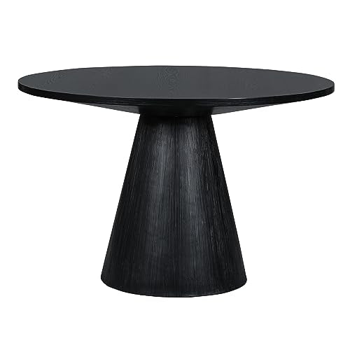 46.5'' Round Wood Dining Table for 4-6, Modern Circle Kitchen Table for Living Room Dining Room, φ46.5"x30.2" Contemporary Living Room Dining Room Table Furniture - Black - color: 46.5 Inches Black