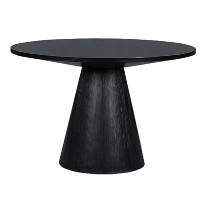 46.5'' Round Wood Dining Table for 4-6, Modern Circle Kitchen Table for Living Room Dining Room, φ46.5"x30.2" Contemporary Living Room Dining Room Table Furniture - Black - color: 46.5 Inches Black