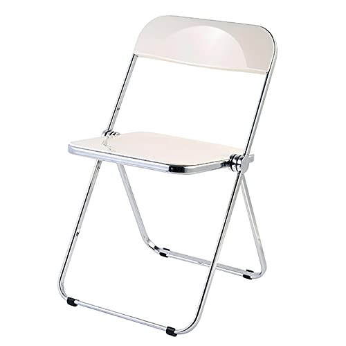 Stackable Transparent Dining Chair - Metal Frame, Plastic Accent Chair for Kitchen, Living Room, Bedroom - Space Saving, Stylish Design，White 47x48x76cm(19x19x30inc - color: White