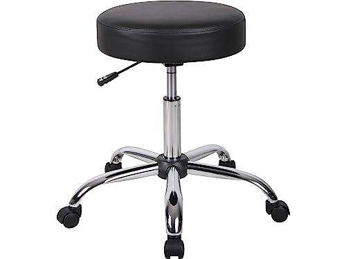 Boss Office Products Antimicrobial Vinyl Medical Spa Stool in Black - color: Black, style: No Back Cushion