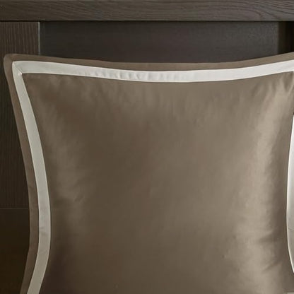 Madison Park Odette Cozy Comforter Set Jacquard Damask Medallion Design - Modern All Season, Down Alternative Bedding, Shams, Decorative Pillows, Cal King(104 in x 92 in), Tan 8 Piece | All Season Down Alternative Bedding with Comforter, Shams, Bed Skirt,