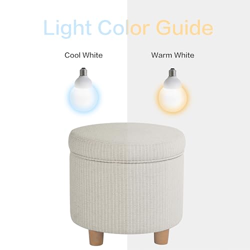 HomePop 19" Round Storage Ottoman - White Woven Stripe - color: White Woven Stripe