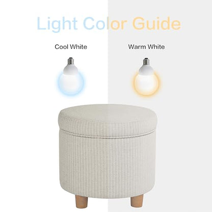 HomePop 19" Round Storage Ottoman - White Woven Stripe - color: White Woven Stripe