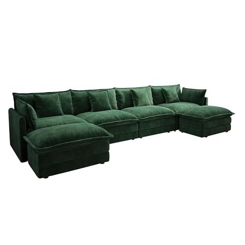 4 Seater Sectional Sofa,146.5 inch U-Shape,Green | Oversized Modular Couch Deep Seat - color: Green, size: 146.5 inch-U