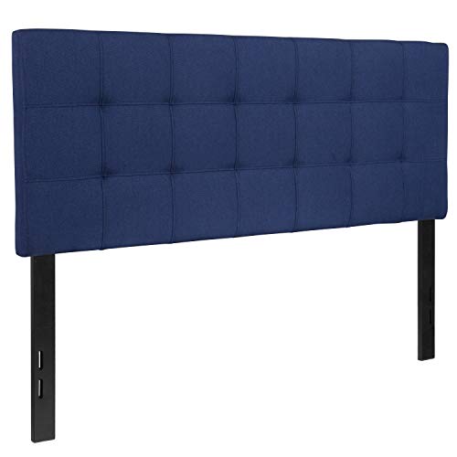 EMMA + OLIVER Navy Full Quilted Tufted Headboard | Adjustable Bed Rail Slots, Fabric Upholstered - color: Navy, size: Full