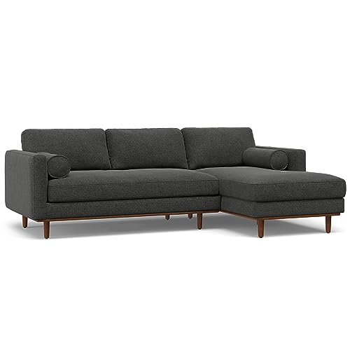 SIMPLIHOME Morrison Sofa and Ottoman 2-Piece Set in Charcoal Grey - color: Charcoal Grey, style: Right Sectional Sofa