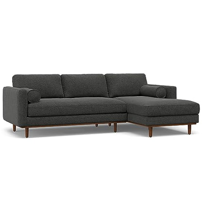 SIMPLIHOME Morrison Sofa and Ottoman 2-Piece Set in Charcoal Grey - color: Charcoal Grey, style: Right Sectional Sofa