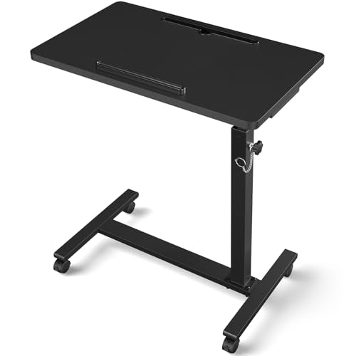 Eocnrhe Adjustable Overbed Bedside Table, Hospital Bed Table with Wheels, Portable Rolling Desk, Mobile Small Standing Desk, Rolling Laptop Stand, Computer Cart - size: 23.62inch