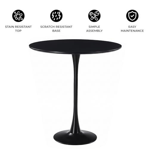 LeisureMod Bristol Collection 31-Inch MDF Round Bar Height Table, Black | Modern, Top, Pub, Pedestal Base, Bistro Cocktail Table, Kitchen, Dining Room, Cafe, Restaurant, Home Bar - color: Black, size: 31" Wide