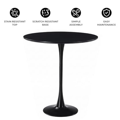 LeisureMod Bristol Collection 31-Inch MDF Round Bar Height Table, Black | Modern, Top, Pub, Pedestal Base, Bistro Cocktail Table, Kitchen, Dining Room, Cafe, Restaurant, Home Bar - color: Black, size: 31" Wide
