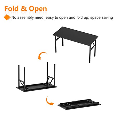 Need Folding Computer Desk - 39.4 Inch Foldable Office Writing Work Study Kids Student Teacher Home Bedroom Table for Small Space, Black | No-Assembly, Sturdy Foldable Desk for Home Office, Bedroom, Dorm Room, Student Study, Collapsible, Compact, Easy Sto