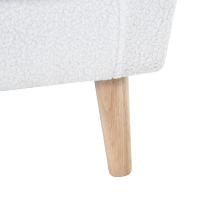Naomi Home Frida Fleece Minimalist Accent Chair, White | Thick Cushions, Ergonomic Backrest, Solid Oak Legs, Cozy Reading Chair, Modern Living Room Seating - color: White, style: Classic