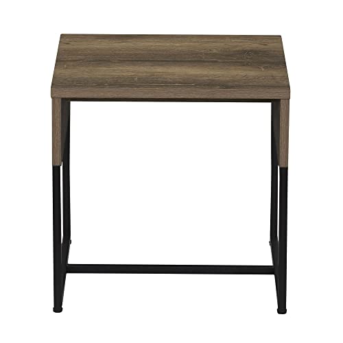 Household Essentials Ashwood Wrap End Table with Black Iron Base - color: Ashwood, style: End Table