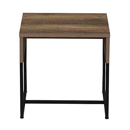 Household Essentials Ashwood Wrap End Table with Black Iron Base - color: Ashwood, style: End Table