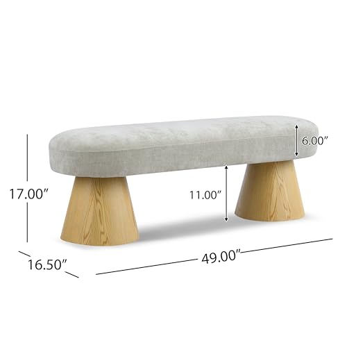 Christopher Knight Home Manila Chenille Upholstered Dining Bench, Modern Ottoman Bench, Wooden Entryway Bench, Comfort Long Spfa Footstool for Living Room Dining Room, No Assembly Needed, Oatmeal - color: Oatmeal/49"