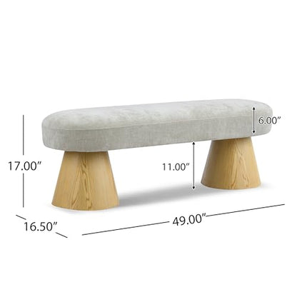 Christopher Knight Home Manila Chenille Upholstered Dining Bench, Modern Ottoman Bench, Wooden Entryway Bench, Comfort Long Spfa Footstool for Living Room Dining Room, No Assembly Needed, Oatmeal - color: Oatmeal/49"