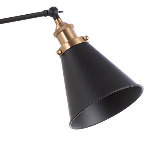 JONATHAN Y Rover 1-Light Wall Sconce 7", Black/Brass Gold | Adjustable Arm, Hardwired Bedside Reading Swing Arm, Farmhouse Cone Shade, Metal Hardwired Indoor Fixture, LED Bulbs Included - color: Black/Brass Gold, size: Set of 1