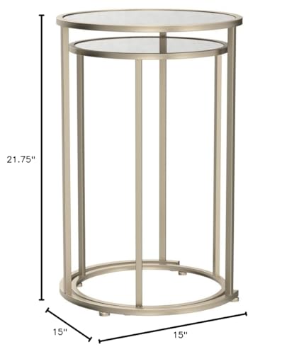 Nested Metal Side Tables - Set of 2 for Living Room & Bedroom (Gold) - color: Odessa - Gold