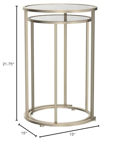Nested Metal Side Tables - Set of 2 for Living Room & Bedroom (Gold) - color: Odessa - Gold