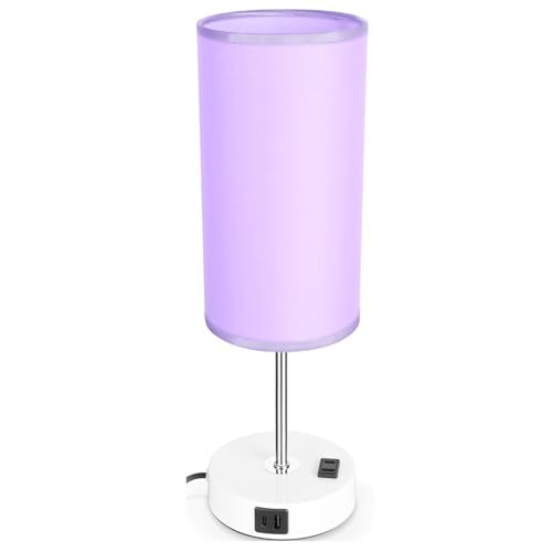 Bedside Table Lamp with USB Port - Touch Desk Lamp for Bedroom, 3 Way Dimmable Small Nightstand Lamp for Living Room, Bedroom Lamps for Room Decor, Purple - color: Purple