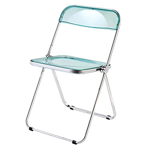 Stackable Transparent Dining Chair - Metal Frame, Plastic Accent Chair for Kitchen, Living Room, Bedroom - Space Saving, Stylish Design，Green 47x48x76cm(19x19x30inc - color: Green