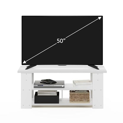 Furinno Jaya TV Stand Up to 55-Inch, White | Open Back TV Console for TV up To 55 Inch, Easy Assembly, for Living Room, Bedroom - color: White, style: 50 Inch, Panel