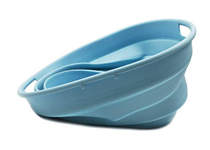 SAMMART 25L Collapsible Plastic Laundry Basket - Oval Tub/Basket - Foldable Storage Container/Organizer - Portable Washing Tub - Space Saving Laundry Hamper (2, Sea Angel) - color: Sea Angel