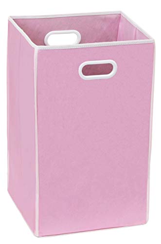 Simple Houseware Foldable Closet Laundry Hamper Basket, Pink - color: Pink