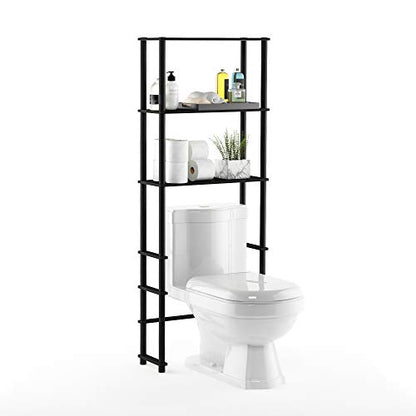 Furinno Turn-N-Tube with 3 Shelves Toilet Space Saver, Espresso/Black - color: Espresso/Black, style: Basic Rack