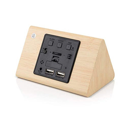 Digital Alarm Clock Wooden Alarm Clock Wood Modern Triangle Alarm Digital Desk Clock, Displays Time Date Temperature Calendar Wood Made Electric Clocks for Bedroom, Bedside - Bamboo - color: Wood