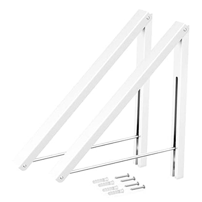 Drying Rack Wall Mounted Clothes Hanger Folding Wall Coat Racks Aluminum Home Storage Organiser Space Savers - color: White