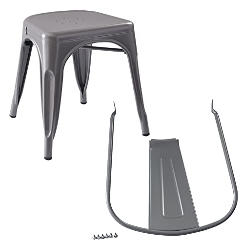 Amazon Basics Metal Dining Chairs, Easy to Assemble, Indoor/Outdoor, Stackable, 330-Pound Capacity, Dark Gray, 4-Pack, 20.1 x 17.1 x 33.5 inches - color: Dark Grey
