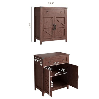 ChooChoo 30" W Coffee Bar Cabinet, Kitchen Storage Cabinet with Drawer | Small Buffet Cabinet, Farmhouse Sideboard Buffet, Adjustable Shelf, Walnut - color: Walnut