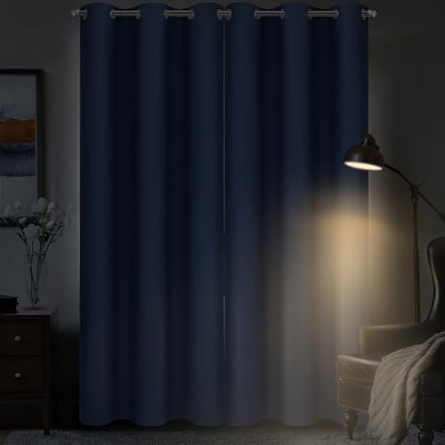 Diraysid Blackout Curtains for Bedroom Grommet Thermal Insulated Room Darkening Curtains (42 x 84 Inch, 2 Panels, Navy Blue) - color: Navy Blue, size: 42"W x 84"L (Pack of 2)