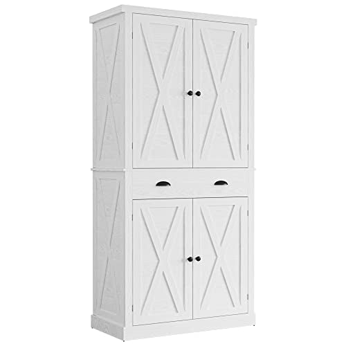IRONCK Storage Cabinet with Drawers and Doors for Living Room and Entryway | Open Shelves, Adjustable shelves, Organized essentials - color: White