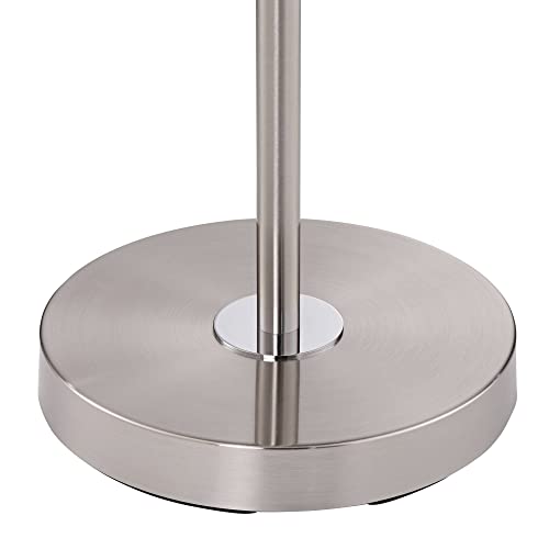 360 Lighting Caper 60 1/2" Tall Tray Table USB Floor Lamps Set of 2 | Modern 5 with and AC Power Outlet Brushed Nickel White Fabric Drum Shades Living Room Reading House Bedroom - color: Silver