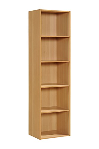HODEDAH IMPORT 5 Shelve Bookcase cabinet, Beech - color: Beech, size: 5-Shelf