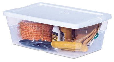 Sterilite 6 Quart Storage Box, Clear Plastic with White Snap Lid, 12 Pack - size: 6 Quart, style: 12 Pack