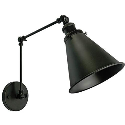Industrial Black Finish Wall Sconce Arm Angle Adjustable E26 Base 1-Light Wall Lamp for Bedroom,Living Room,Study Room,Office