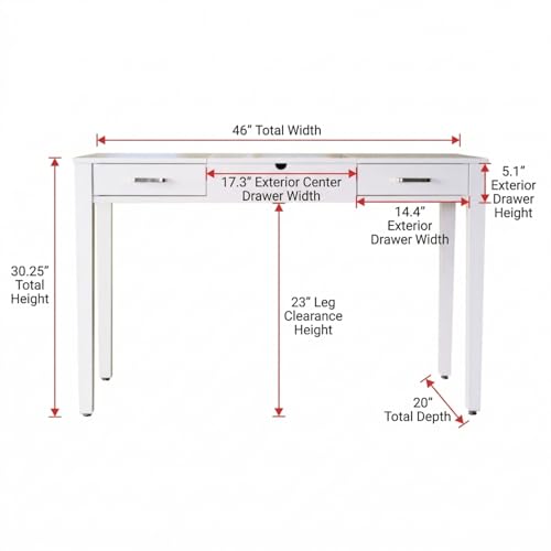 Hives and Honey Parsons Vanity Desk, Lift-Top Mirror, Storage, USB & Power Outlet, 2 Drawers, Smooth Glide, Modern Wood Grain Design, Brushed Chrome Hardware, Makeup & Dressing Table, White - color: White