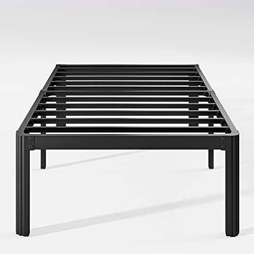 Hunlostten 18in Heavy Duty Twin Bed Frame No Box Spring Needed, Metal Platform Bed Frame Twin with Round Corners, Easy Assembly, Noise Free, Black - size: Twin, style: 18 Inch