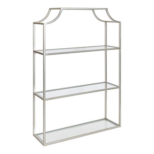 Kate and Laurel Ciel Glam 3-Tier Scalloped Wall Shelf, 20 x 30, Silver, Modern Shelving with Glass Tiers - color: Silver