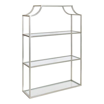 Kate and Laurel Ciel Glam 3-Tier Scalloped Wall Shelf, 20 x 30, Silver, Modern Shelving with Glass Tiers - color: Silver