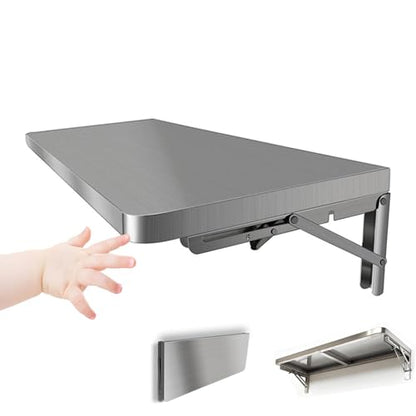 304 Stainless Steel Wall Mount Folding Table 16 20 24 28 32 36 40 43 47 51 59 71in Kitchen Storage Shelf Drop Down Heavy Duty Foldable Wall Mount Shelving for Kitchen Balcony(70x20cm/27.5x7.9in) - size: 70x20cm/27.5x7.9in