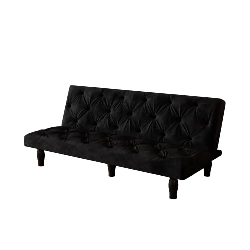 Convertible Futon Sofa Bed, Modern 68'' Faux Leather Sleeper Couch for Living Room,Guest Bed, Adjustable Backrest, Upholstered Recliner Chair, Loveseat for Compact Small Space Living Room (Black New) - color: Black New